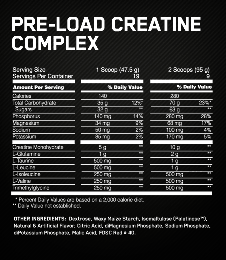 Pre Load Creatine Complex Optimum Nutrition - Imagen 2