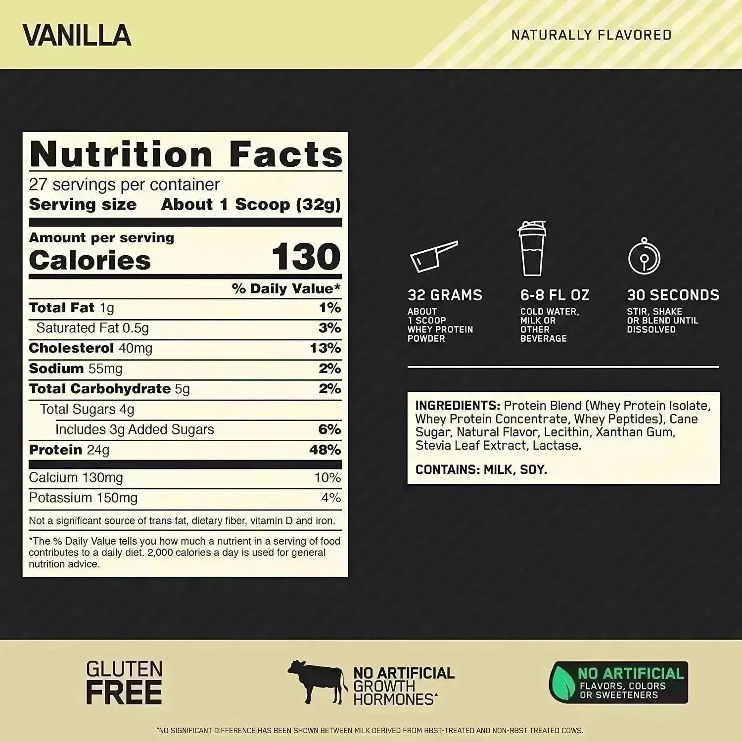 Gold Standard 100% Whey Naturally Flavored Optimum Nutrition - Imagen 2